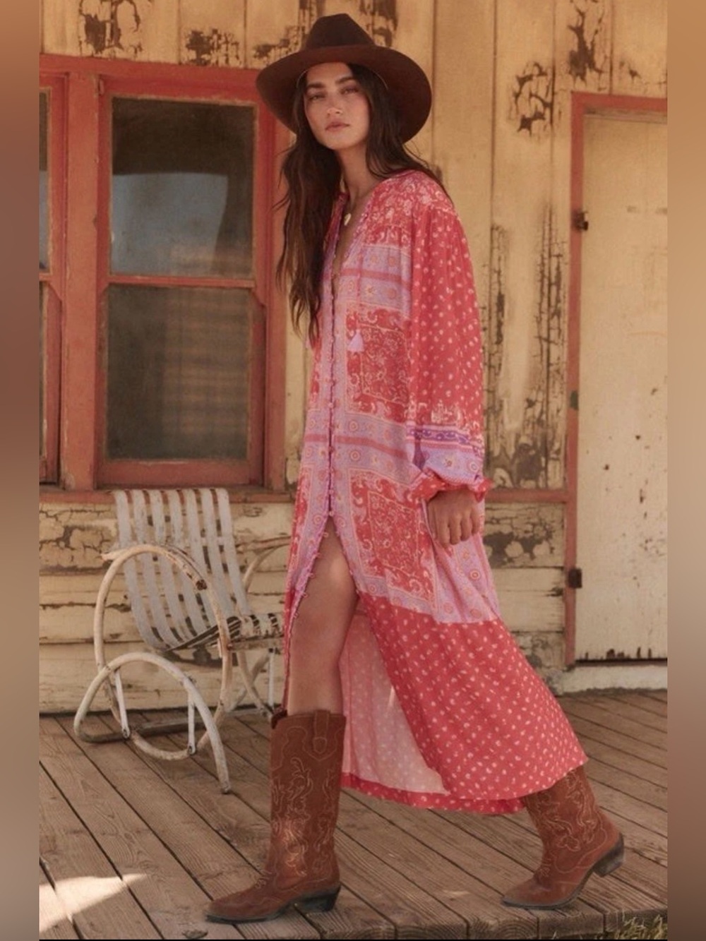 SPELL Dress Womens 3XL Sunshine Bandit Button Through Maxi Duster Boho Indie NEW